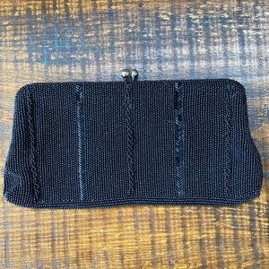 Vintage Vivant by Sarne’ Black Beaded Clutch Evening Bag Purse